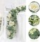 2Pcs(13 Ft) Artificial Eucalyptus Flower Garland with White Rose Flowers,Faux Rose Vine Gypsophila Garland,Floral Garland Greenery Garland for Home Party Wedding Table Decor (White, 2PCS)